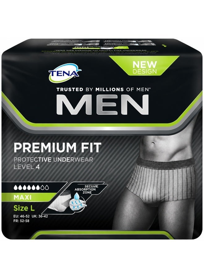 TENA Men's Level 4 Incontinence Briefs L-Size with high absorbency for medium incontinence, and an underwear-like design for added privacy and comfort. - Image 1