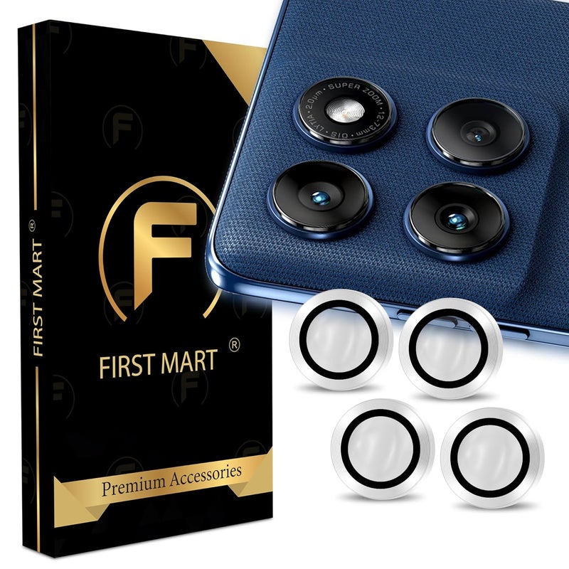 FIRST MART Camera Lens Protectors for Motorola Edge 60 (6.67 Inches) Tough HD Individual Aluminum Alloy Lens Ring Cover, Scratch Resistant, Thin Lens Protection| Silver, 1 Pack - Image 1