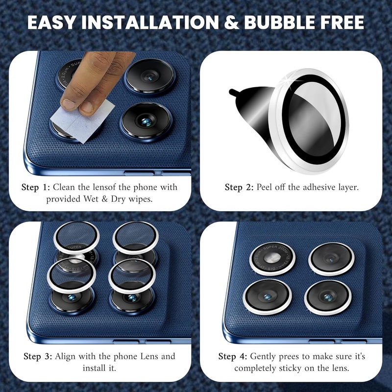 FIRST MART Camera Lens Protectors for Motorola Edge 60 (6.67 Inches) Tough HD Individual Aluminum Alloy Lens Ring Cover, Scratch Resistant, Thin Lens Protection| Silver, 1 Pack - Image 2