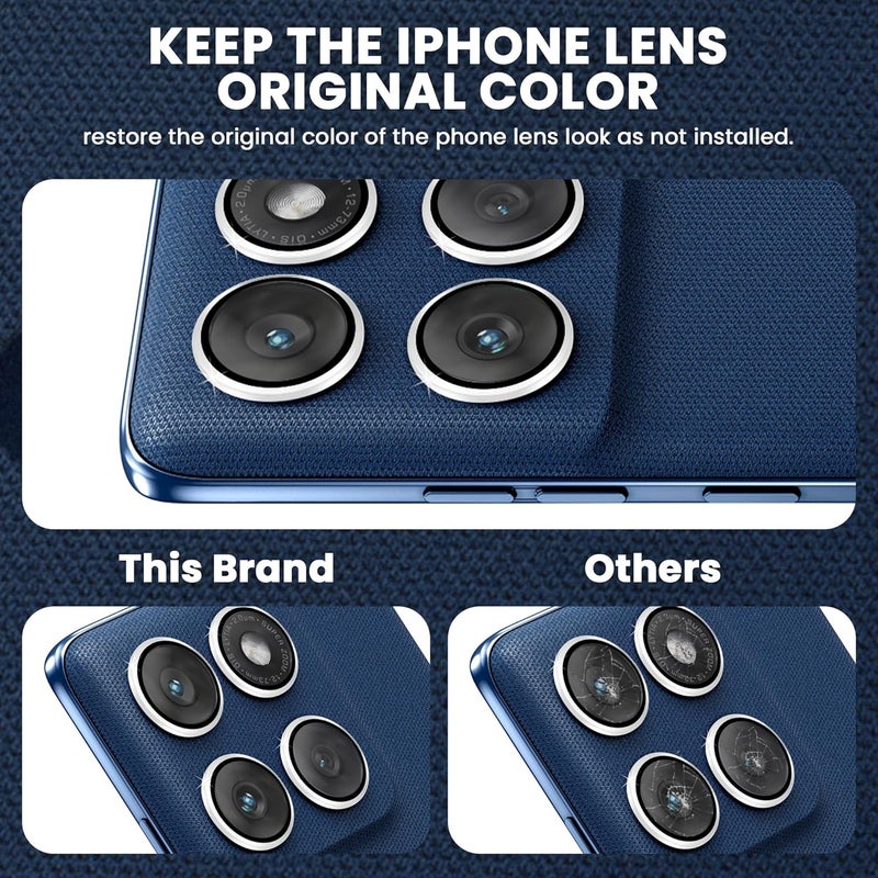 FIRST MART Camera Lens Protectors for Motorola Edge 60 (6.67 Inches) Tough HD Individual Aluminum Alloy Lens Ring Cover, Scratch Resistant, Thin Lens Protection| Silver, 1 Pack - Image 3