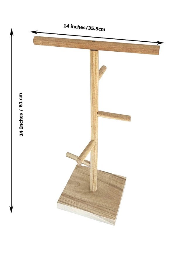 SS Organic Training Gym Cum Exercise Stand Natural Wood Playful Perch Bird Stand/Bird Toy Small Animals - Accessories, Toys, and Supplies (23 Inches / 60 cm) - Image 2