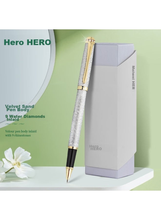 هيرو Hero Fountain Pen 1520، قلم حبر أبيض مخملي ملون برأس رفيع، قلم حبر إيريديوم ذهبي للرجال والنساء، قلم خطاط، قلم حبر، قلم توقيع للمكتب - Image 1