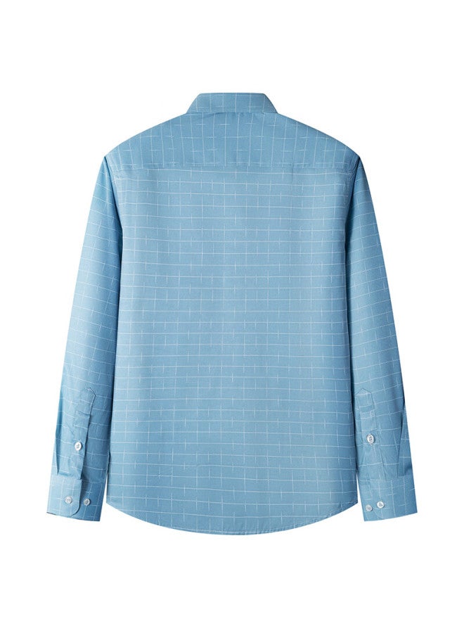 Limeng Men's Easy-care Long-sleeve Shirt, Business Formal Wear, Work Uniform, Plaid Striped Shirt, 2412, Size 41 - Image 1