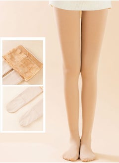 VUCATIN Thickened Lined Tights Women's Winter Thermal Tights Women's Winter Thermal Pantyhose Stockings 300g (Beige)  - Image 1