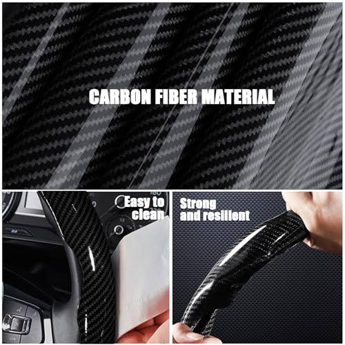 Aimato Car Steering Wheel Cover, 3 Piece Bright Carbon Fiber Steering Wheel Covers, Non-Slip Steering Wheel Cover Protector, Great Grip, Universal Car Accessories Decoration for 14.5-15 inch (Black) - Image 4