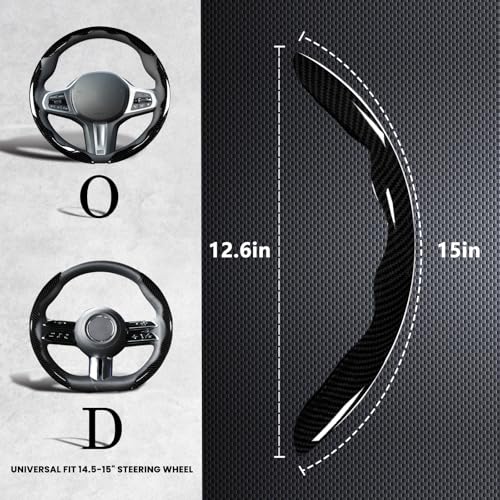 Aimato Car Steering Wheel Cover, 3 Piece Bright Carbon Fiber Steering Wheel Covers, Non-Slip Steering Wheel Cover Protector, Great Grip, Universal Car Accessories Decoration for 14.5-15 inch (Black) - Image 5