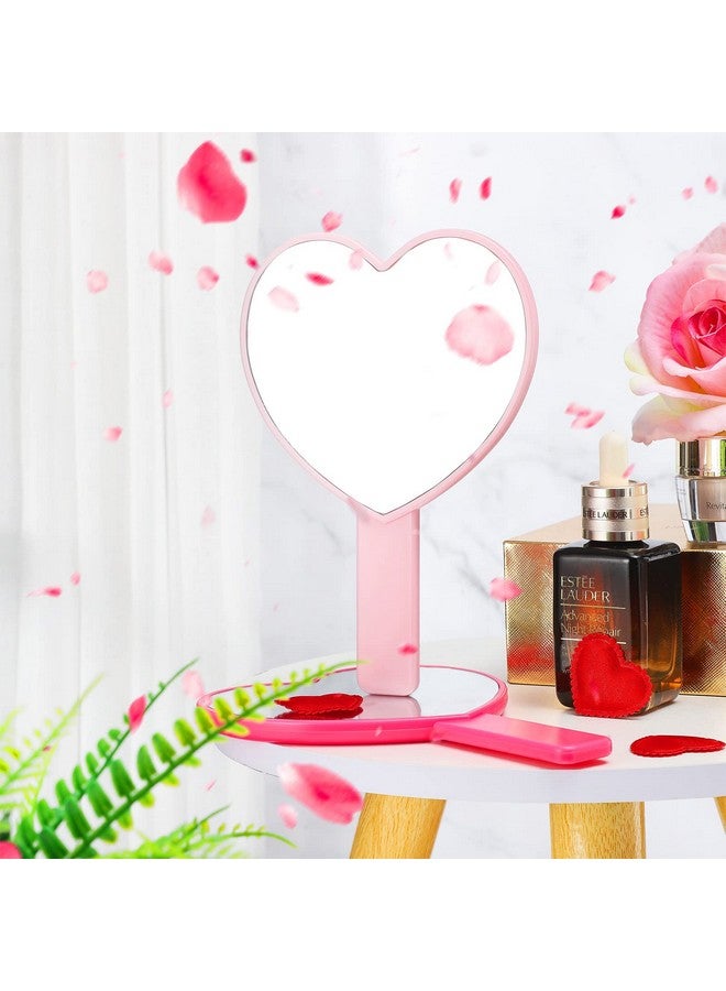 Yalikop 3 Pcs Heart Shaped Handheld Mirror Valentines Day Travel Makeup Mirrors Small Heart Mirrors Hand Held Mirror Plastic Cosmetic Mirror With Handle For Women Girls Valentine'S Day 3 Color - Image 4