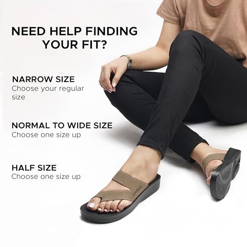 AEROTHOTIC Comfy Arch Support flip flops for women Split Toe Stylish Cushioned Strap with non-slip footbed Walking Dressy Sandals Indoor and Outdoor (Odal Khaki, Size 8) - Image 3