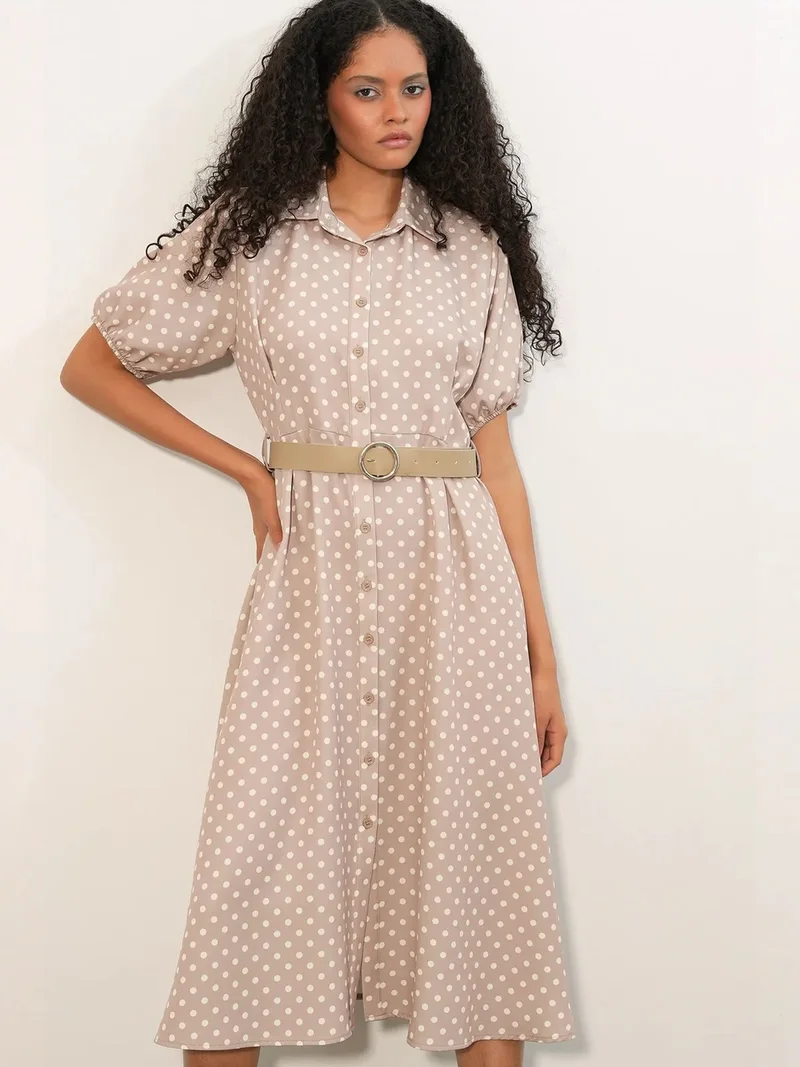 بيغ دارت BDART Polka Dot Belted Midi Shirt Dress