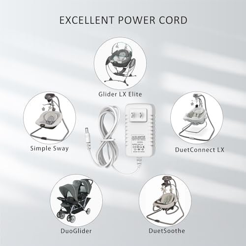 BOEEA 5V Power Cord Replacement for Graco Duetsoothe Swing, Charger for Simple Sway and Nova Baby Swing, 6.6 Ft Charging Cable, White - Image 5