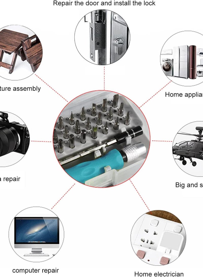 GGOOT 32Pcs Screwdriver Set, Slot Cross Hex Tri Angle Screw Driver Bits Home Repair Hardware Tools, for Electronic Tool Instrument Maintenance  - Image 3