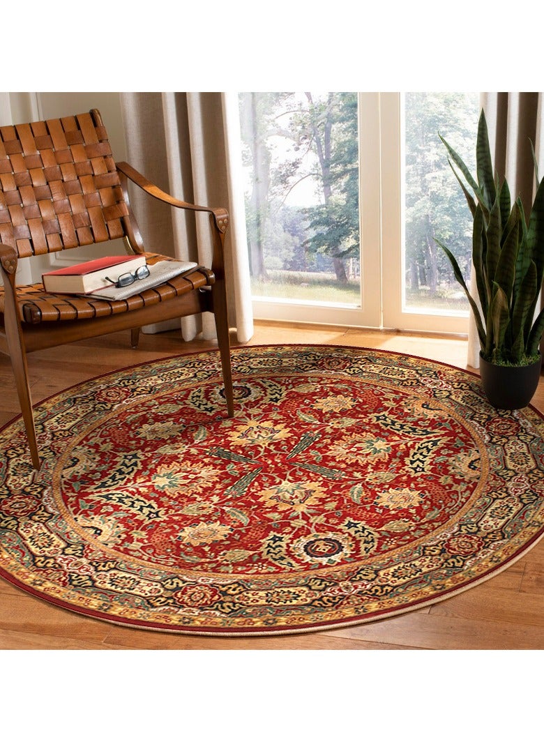 Squality Polyester Fiber Machine Washable Vintage Round Carpet - Image 1