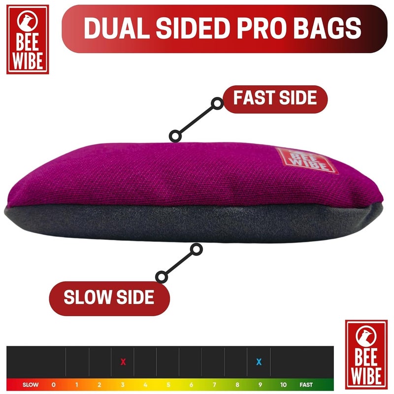 BEEWIBE Set of 8 Official Regulation Cornhole Bags - Dual-Sided, Weather-Resistant Bean Bags for Professional and Casual Play - Includes Convenient Tote Bag (Black/Pink) - Image 2
