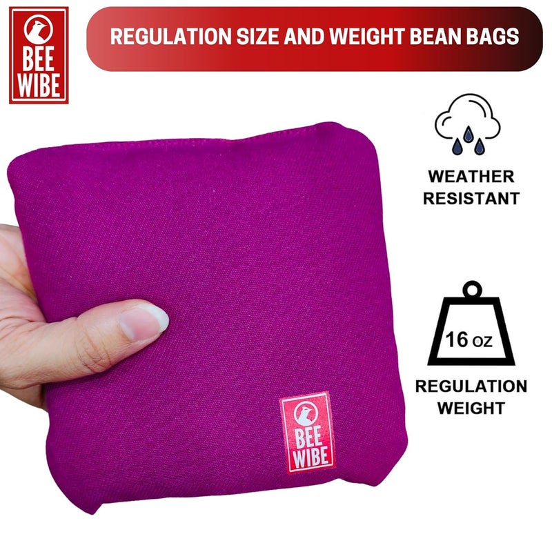 BEEWIBE Set of 8 Official Regulation Cornhole Bags - Dual-Sided, Weather-Resistant Bean Bags for Professional and Casual Play - Includes Convenient Tote Bag (Black/Pink) - Image 4