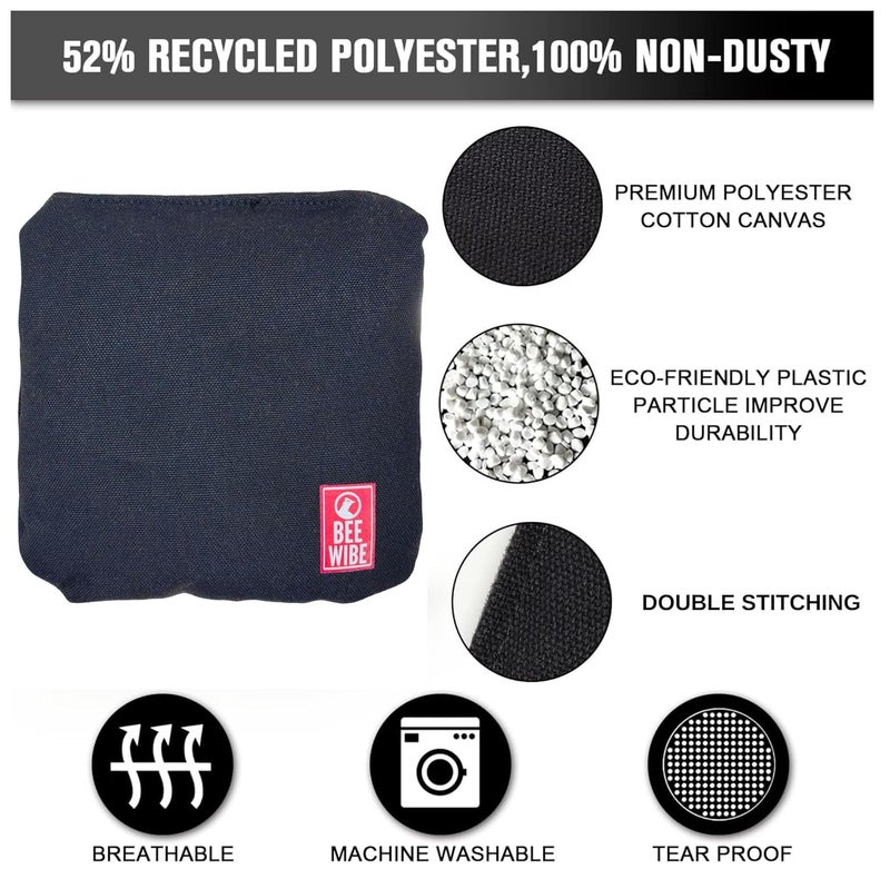 BEEWIBE Set of 8 Official Regulation Cornhole Bags - Dual-Sided, Weather-Resistant Bean Bags for Professional and Casual Play - Includes Convenient Tote Bag (Black/Pink) - Image 5