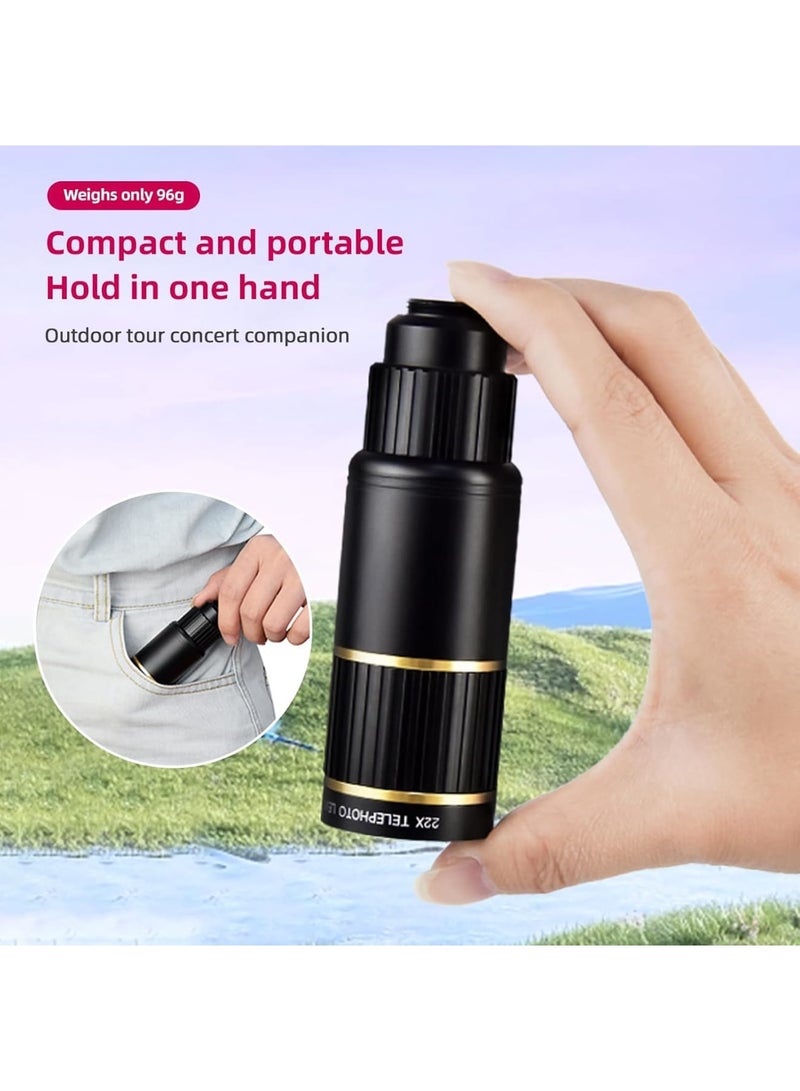 SOLARAE طقم عدسة تليفوتو للهاتف، عدسة تليفوتو 22X مع حامل الهاتف، مشبك العدسة، قطعة تنظيف العدسة، حامل ثلاثي صغير، عدسة كاميرا الهاتف للمشي، التخييم، مراقبة الحياة البرية، مشاهدة الحفلات، أسود - Image 5