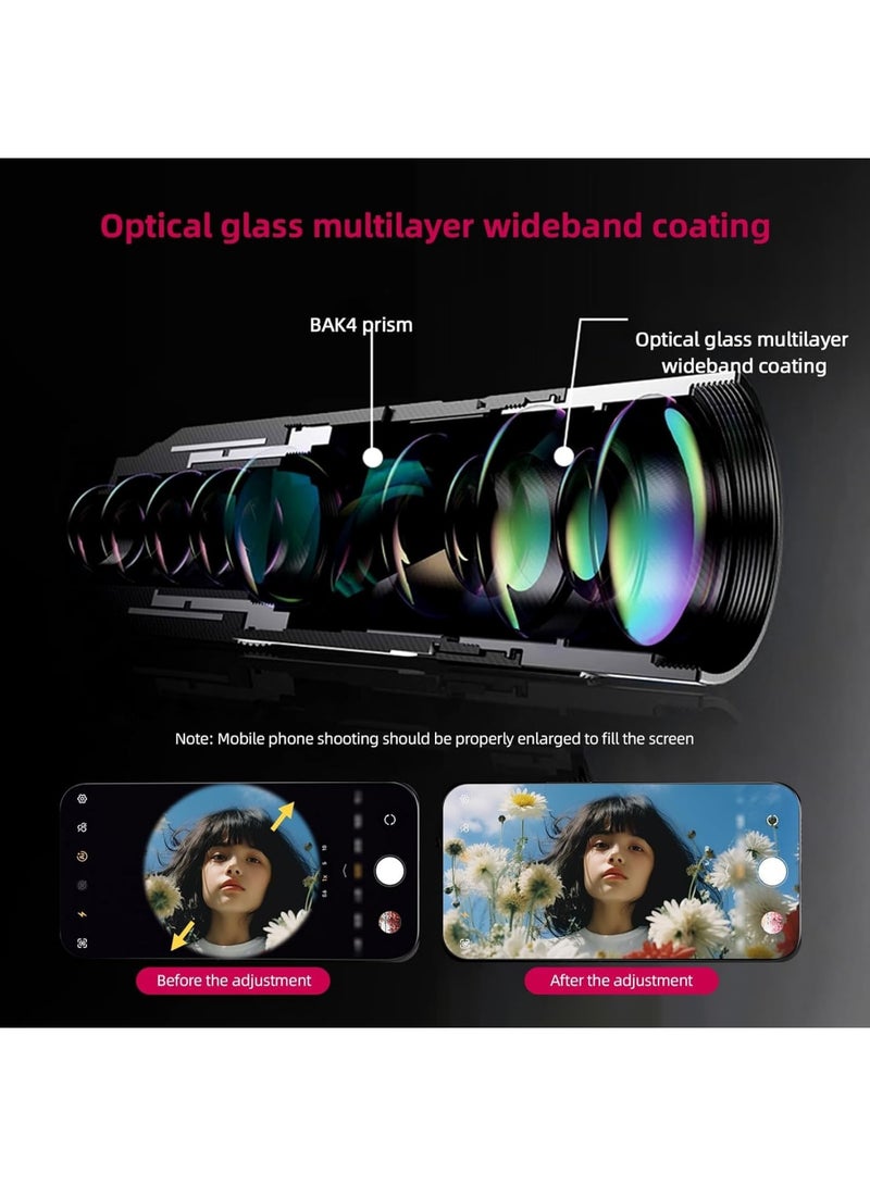 SOLARAE طقم عدسة تليفوتو للهاتف، عدسة تليفوتو 22X مع حامل الهاتف، مشبك العدسة، قطعة تنظيف العدسة، حامل ثلاثي صغير، عدسة كاميرا الهاتف للمشي، التخييم، مراقبة الحياة البرية، مشاهدة الحفلات، أسود - Image 3