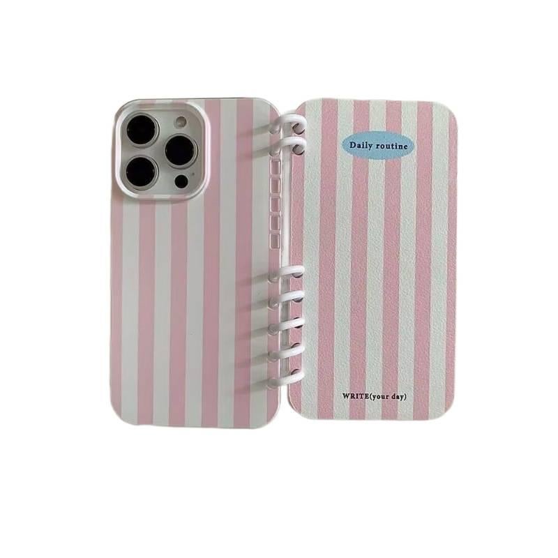 BB غطاء واقي بسيليكون لـ iPhone 14 / 14 Plus / 14 Pro / 14 Pro Max مع مقاوم للصدمات وحماية من السقوط مع مقاوم للصدمات مع نقشة مخططة باللون وردي من السيليكون باللون الوردي - Image 5