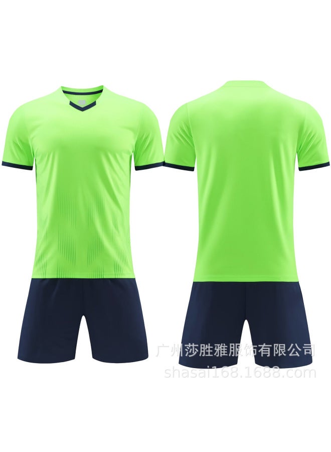 6330 Fluorescent Green Sweat Absorbing Breathable Football Suit Suit Adult Children Football Training Suit Student Competition Team Uniform Diy Running Suit
