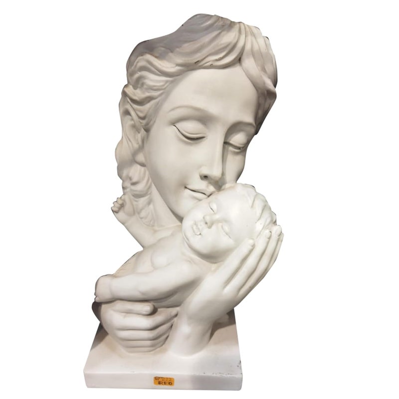 AABCO Polyresin Statue Mother and Son for Home Dcor and Gifting White 24040038 - Image 1