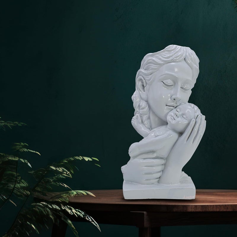 AABCO Polyresin Statue Mother and Son for Home Dcor and Gifting White 24040038 - Image 4