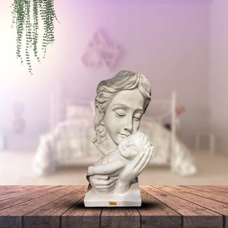 AABCO Polyresin Statue Mother and Son for Home Dcor and Gifting White 24040038 - Image 2