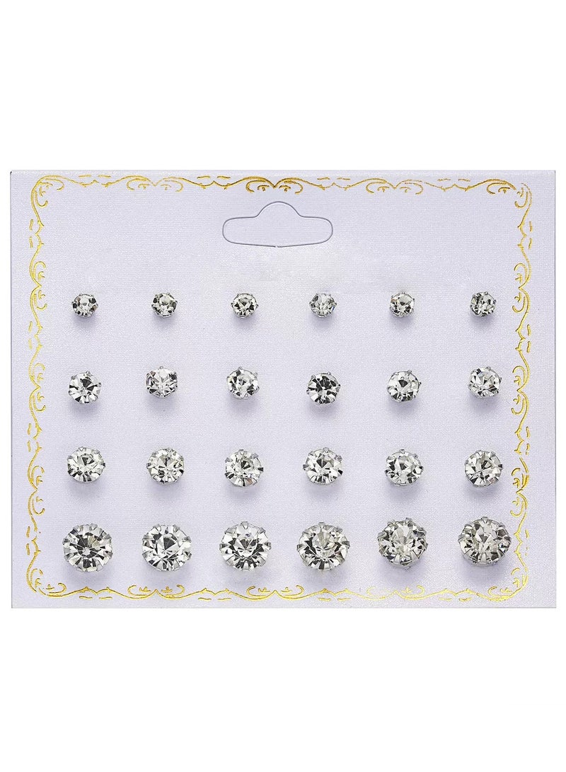 12-piece rhinestone stud earring set  - Image 1