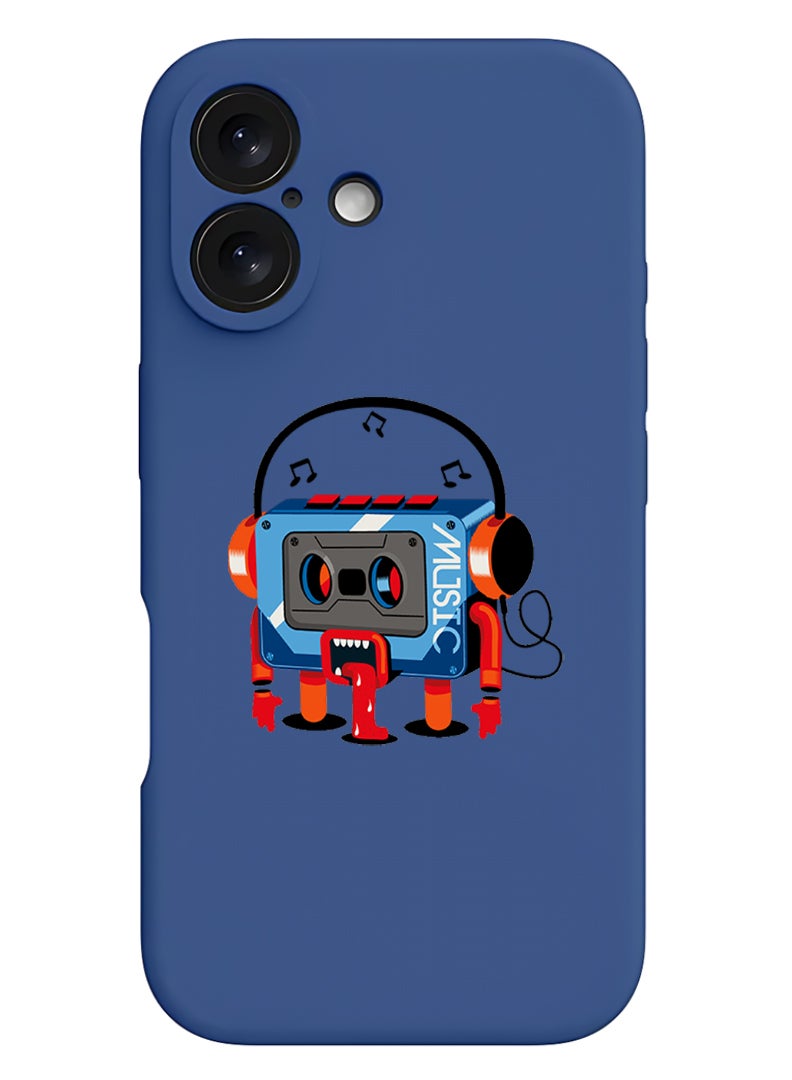 Theodor iPhone 16 Plus Blue Protective Slim Fit Case Liquid Silicone Cover with Full Body Protection Anti-Scratch Shockproof Case For iPhone - Music Recorder - Image 1