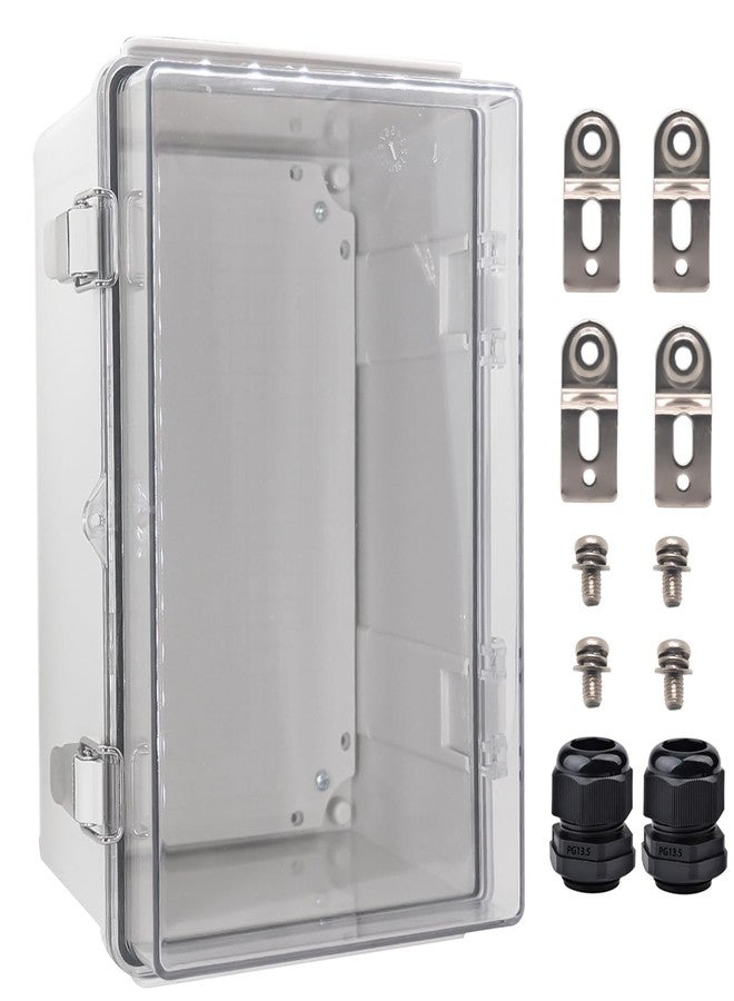 YETLEBOX Outdoor Waterproof Electrical Box Junction Box Weatherproof IP67 ABS Plastic Enclosure Switch Router Project Box Electronics Enclosure with Mounting Plate Wall Bracket Clear 11.8"x7.9"x6.7" - Image 1