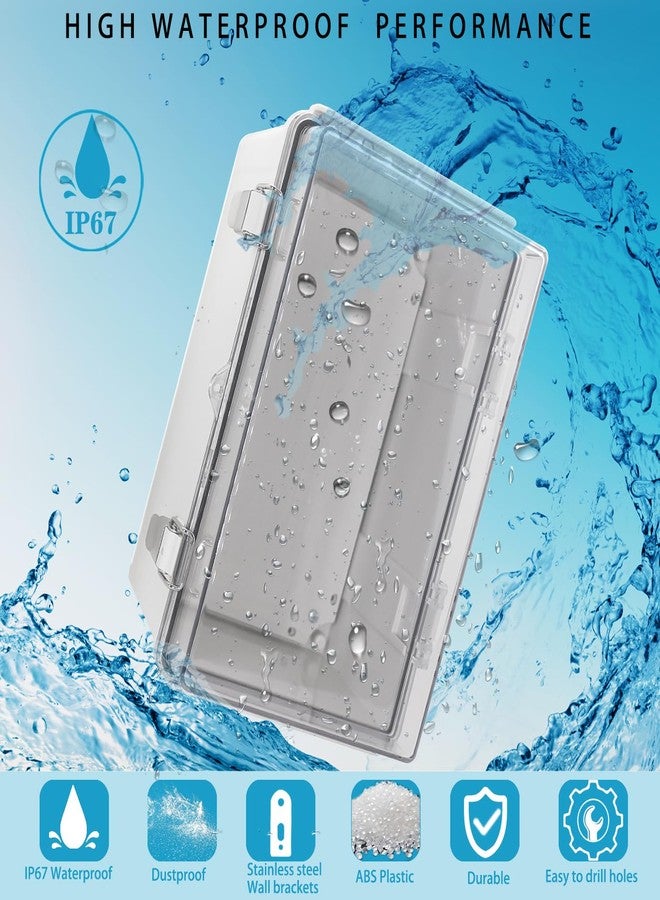 YETLEBOX Outdoor Waterproof Electrical Box Junction Box Weatherproof IP67 ABS Plastic Enclosure Switch Router Project Box Electronics Enclosure with Mounting Plate Wall Bracket Clear 11.8"x7.9"x6.7" - Image 2