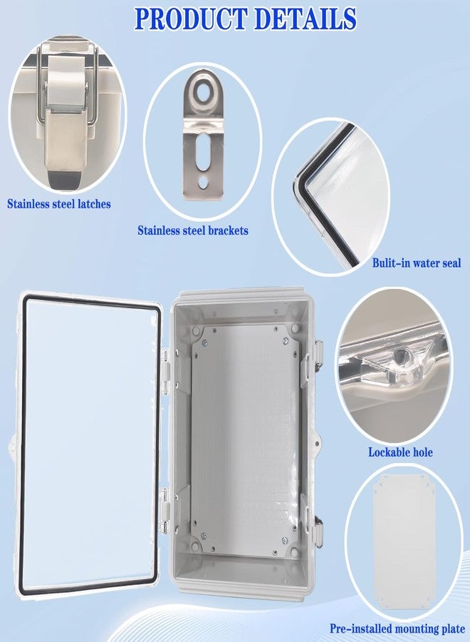 YETLEBOX Outdoor Waterproof Electrical Box Junction Box Weatherproof IP67 ABS Plastic Enclosure Switch Router Project Box Electronics Enclosure with Mounting Plate Wall Bracket Clear 11.8"x7.9"x6.7" - Image 3