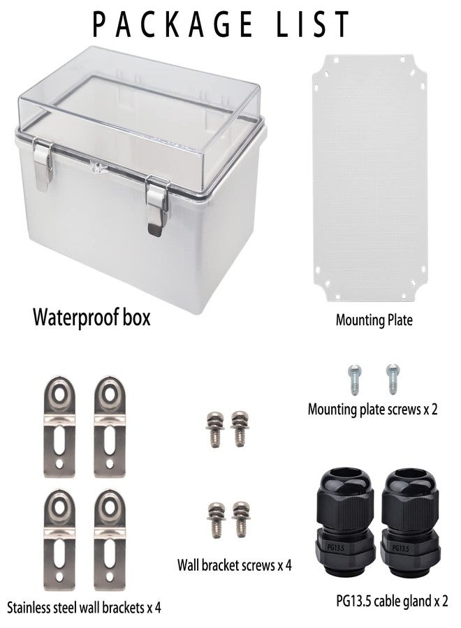 YETLEBOX Outdoor Waterproof Electrical Box Junction Box Weatherproof IP67 ABS Plastic Enclosure Switch Router Project Box Electronics Enclosure with Mounting Plate Wall Bracket Clear 11.8"x7.9"x6.7" - Image 4