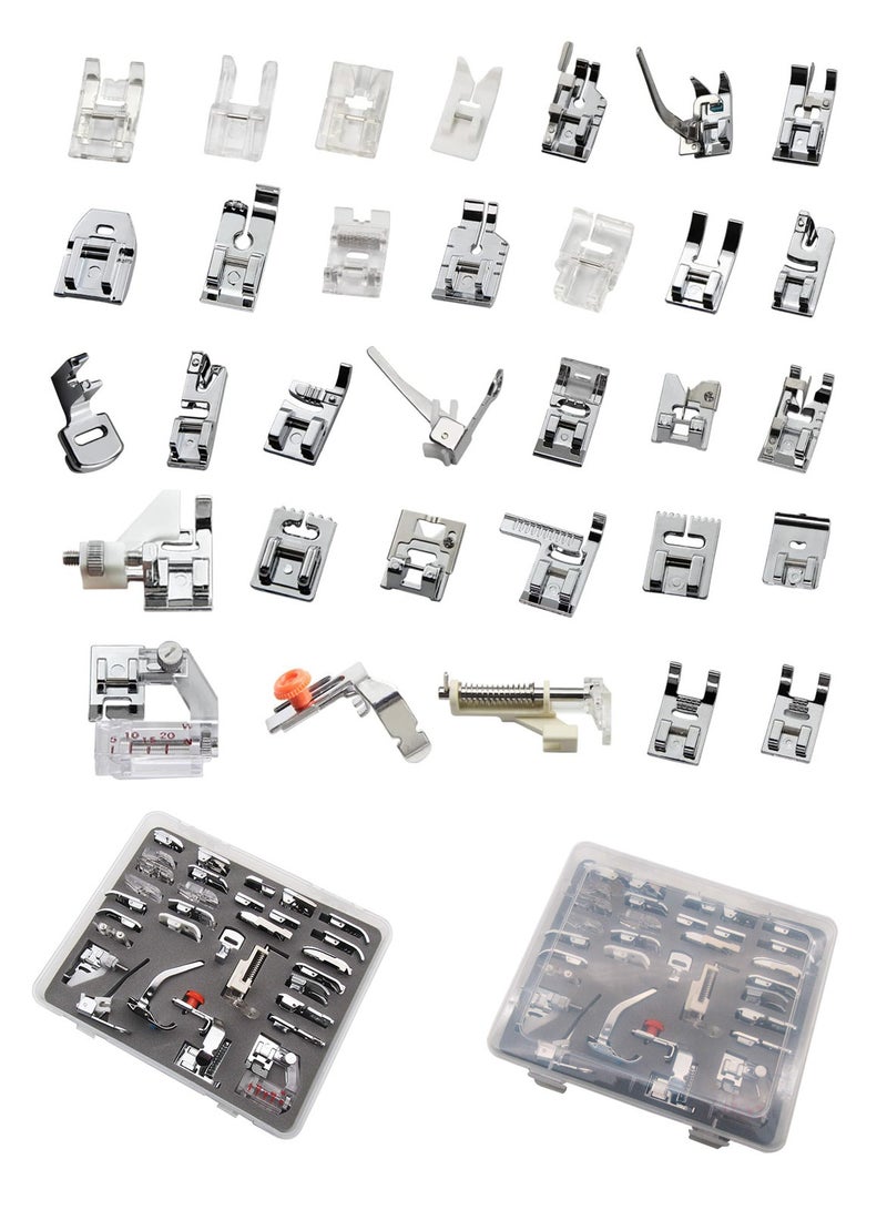 طقم اقدام ضاغطة منخفضة سهلة التركيب لماكينة الخياطة براذر سينغر جانوم بيبي لوك كينمور، دواسات بديلة لماكينة الخياطة (32 قطعة) - Image 1