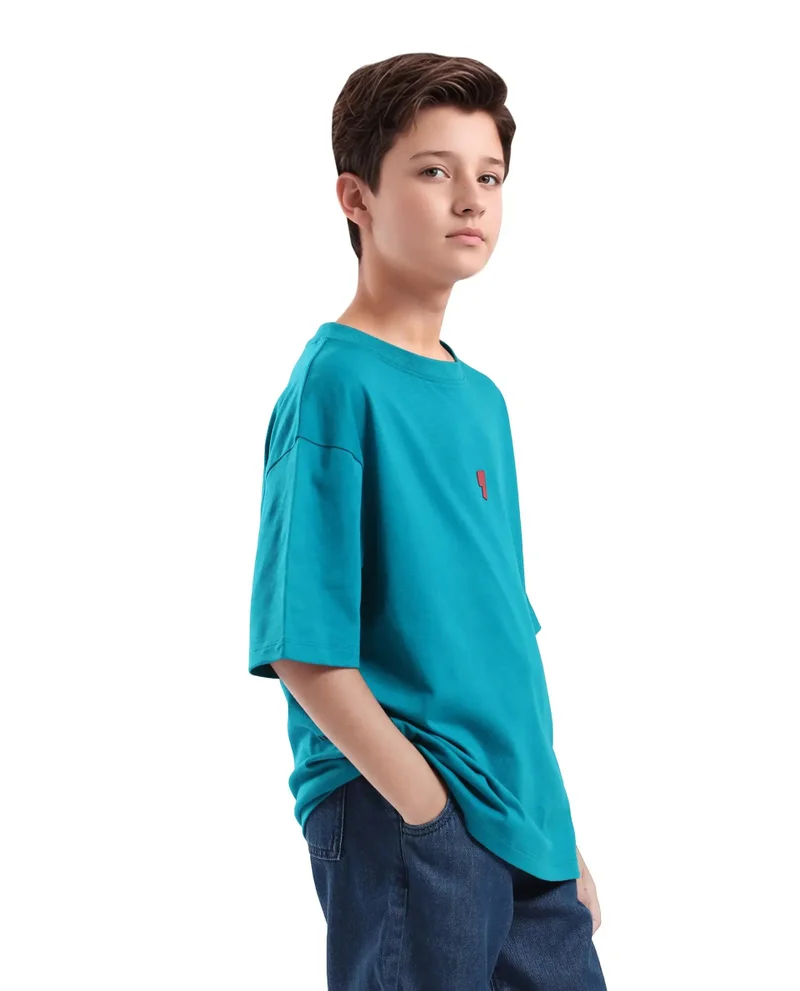 Rare Ones Rare Ones Kids Voy-K Turq Cotton Graphic Print Slip-On Oversized Fit T-Shirt