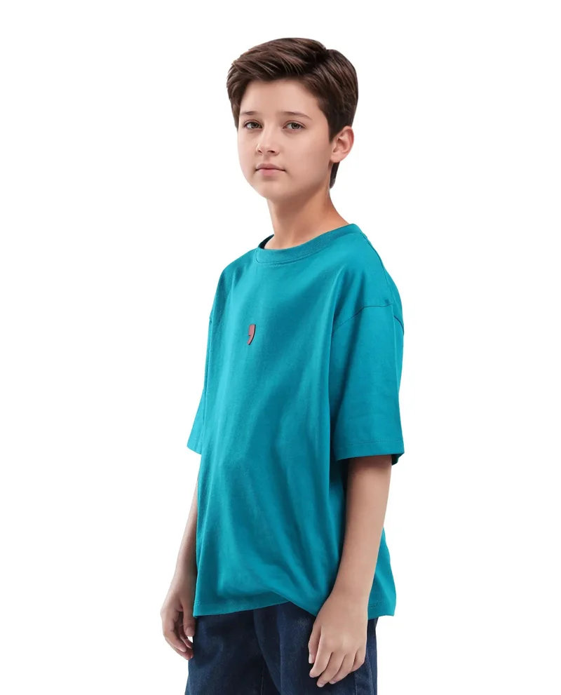 Rare Ones Rare Ones Kids Voy-K Turq Cotton Graphic Print Slip-On Oversized Fit T-Shirt