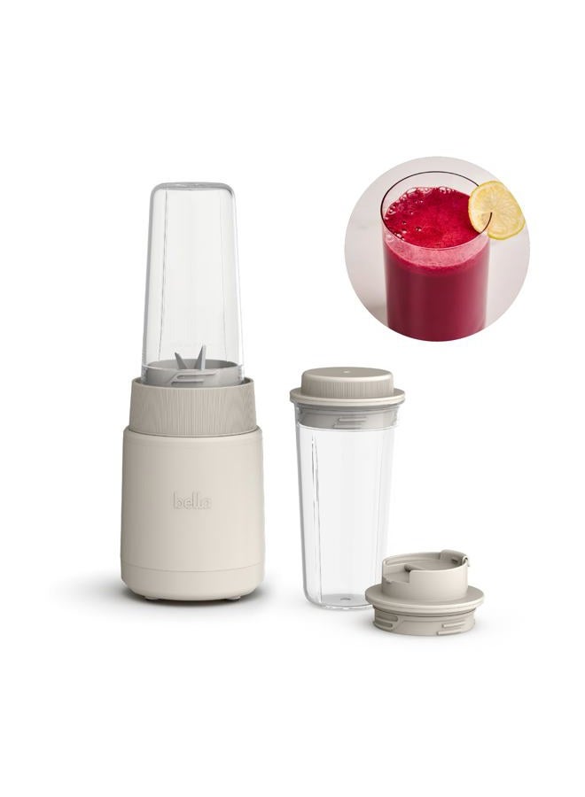 bella 6 Pcs Portable Rocket Blender, Juicer & Smoothie Maker, Press & Twist Design, EverGood™ & BPA Free Dishwasher Safe Parts, 4 Tip Stainless Steel Blade, Cord Wrap, 240 Watt Motor, Oatmilk - Image 1
