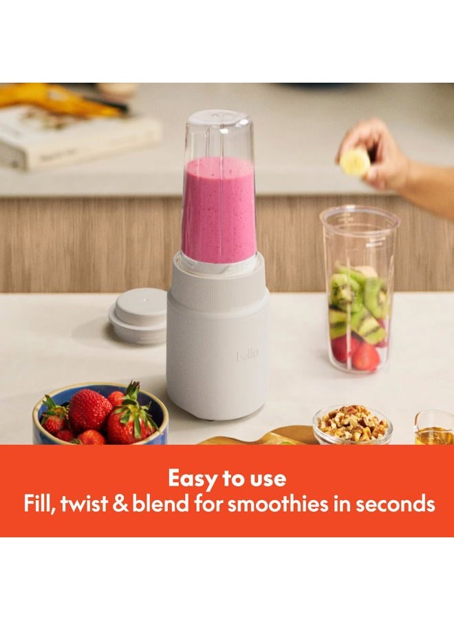 bella 6 Pcs Portable Rocket Blender, Juicer & Smoothie Maker, Press & Twist Design, EverGood™ & BPA Free Dishwasher Safe Parts, 4 Tip Stainless Steel Blade, Cord Wrap, 240 Watt Motor, Oatmilk - Image 2