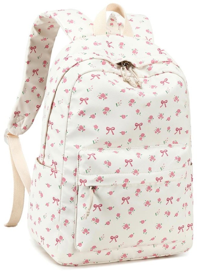 LOIDOU Backpack for Girls School Backpacks Bookbags for Elementary Middle School Women Laptop Backpacks, Conquette White, Large, Kids Backpack - Image 1