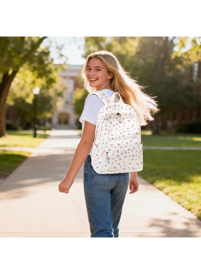 LOIDOU Backpack for Girls School Backpacks Bookbags for Elementary Middle School Women Laptop Backpacks, Conquette White, Large, Kids Backpack - Image 3