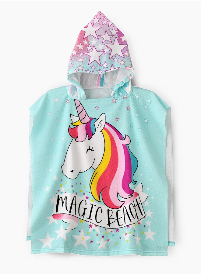 babyqlo Magical Unicorn Hooded Kids Towel in Aqua