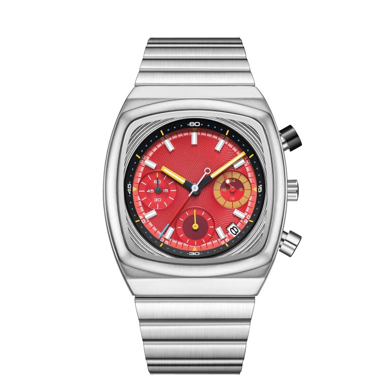 CILOA Mens Watches Chronograph Stainless Steel Waterproof Date Analog Business Fashion Wristwatch for Menï¼ˆredï¼‰ - Image 1