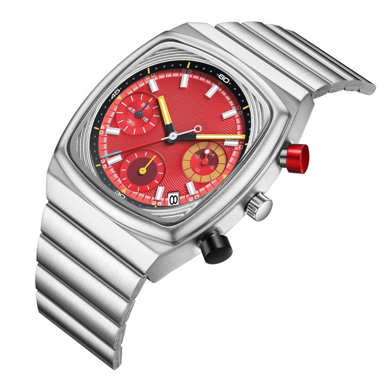 CILOA Mens Watches Chronograph Stainless Steel Waterproof Date Analog Business Fashion Wristwatch for Menï¼ˆredï¼‰ - Image 2