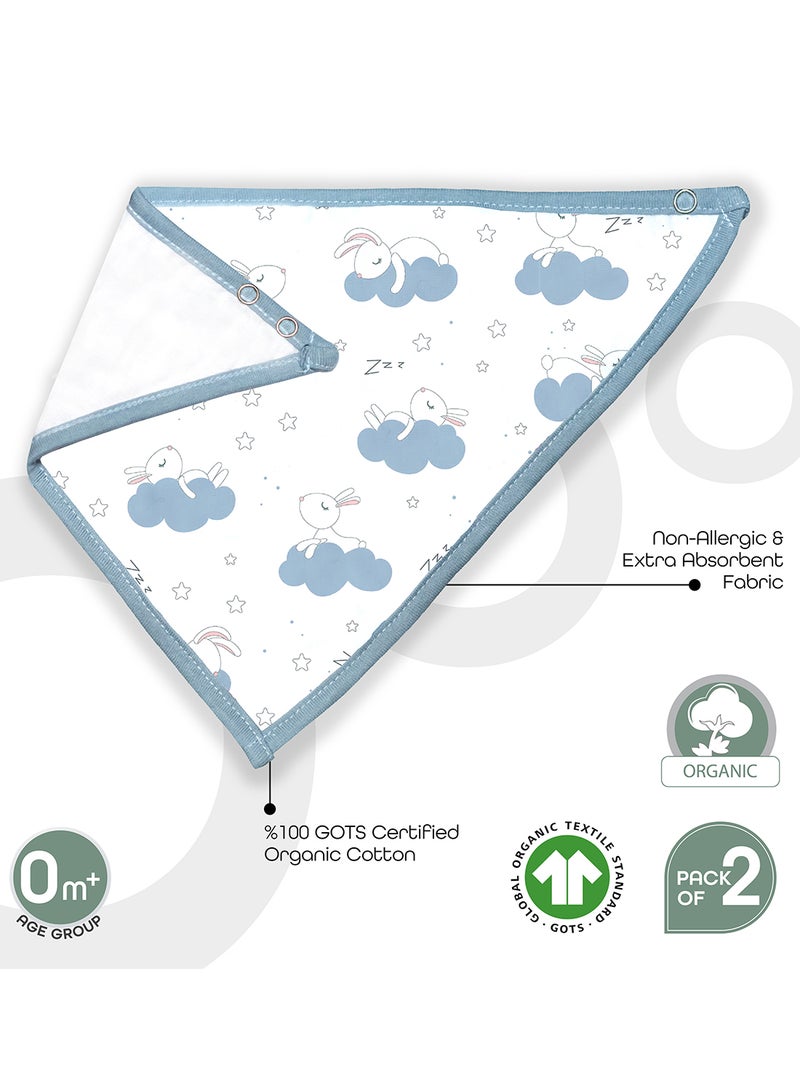 Moon Pack Of 2 Organic Muslin Bibs Bunny And Stripes - Image 3