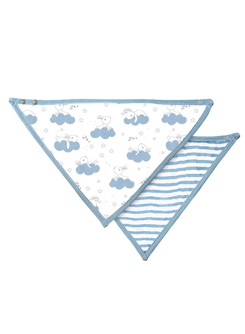 Moon Pack Of 2 Organic Muslin Bibs Bunny And Stripes - Image 1