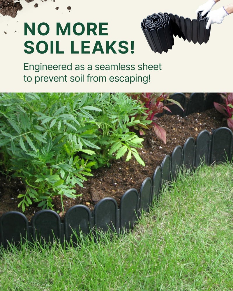 DAIM FlexWall Edge Landscape Edging, Fancy Garden Edging for Landscaping, Sturdy Garden Fencing & Landscape Border that Retain Soil & Stop Weeds, for Landscaping & Fencing Project, Black, 6" x 16.5 ft - Image 4