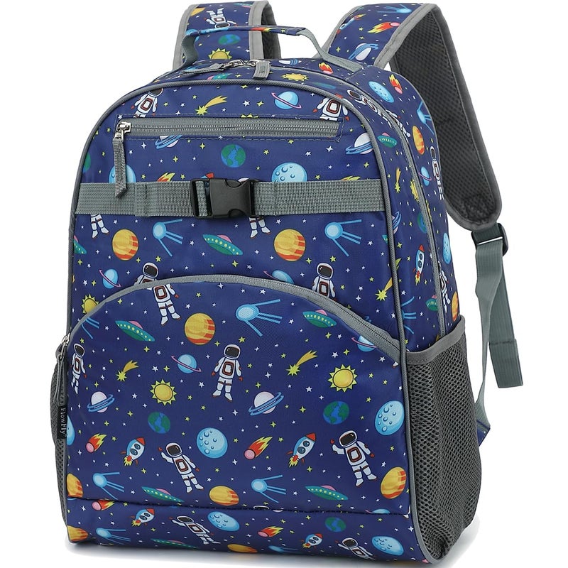 FlowFly Kids Backpack for Toddler Boys Girls, Simple Lightweight Bookbag for Daycare Kindergarten Elementary School Travel, Small Modern Bag (Medium 15'', Astronaut) - Image 1
