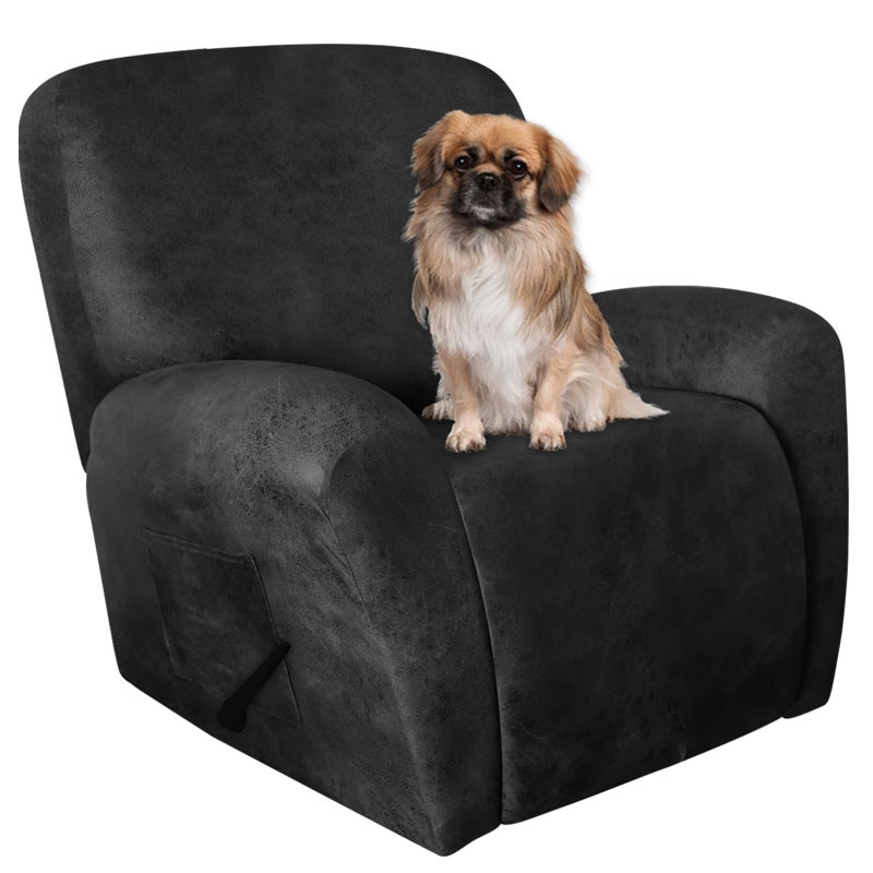 ANARACHON Leather Like Recliner Chair Covers Heavy Duty 4 Pieces Recliner Cover for Recliner Chair Leather Cover for Recliner slipcovers Washable for Pets Dark Grey - Image 2