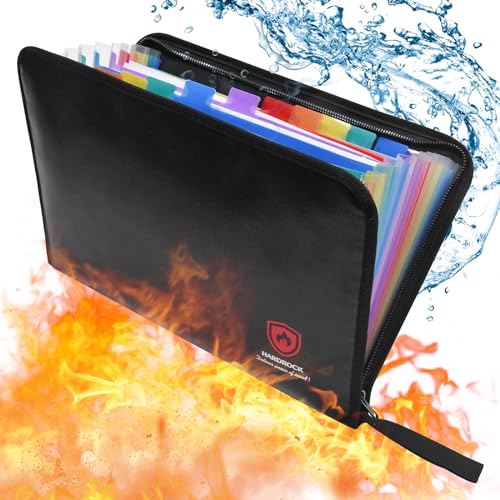HardRock Fireproof Accordion File Organizer,Important Document Organizer,end of Life Planner Organizer Binder，Expanding Portable fire Proof Document Bag，Waterproof Folio Holder File folders for A4 Paper - Image 1