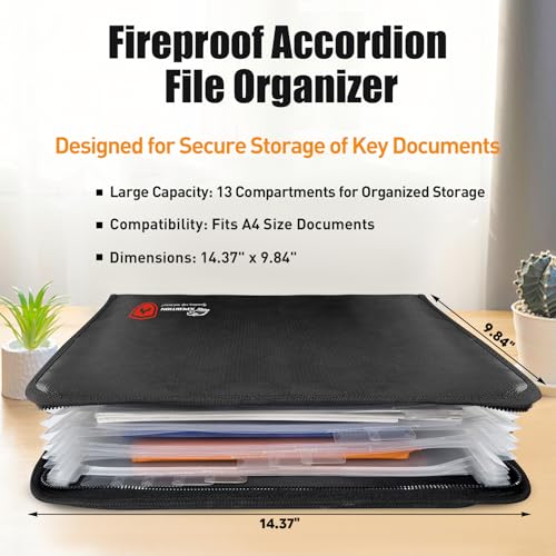 HardRock Fireproof Accordion File Organizer,Important Document Organizer,end of Life Planner Organizer Binder，Expanding Portable fire Proof Document Bag，Waterproof Folio Holder File folders for A4 Paper - Image 2