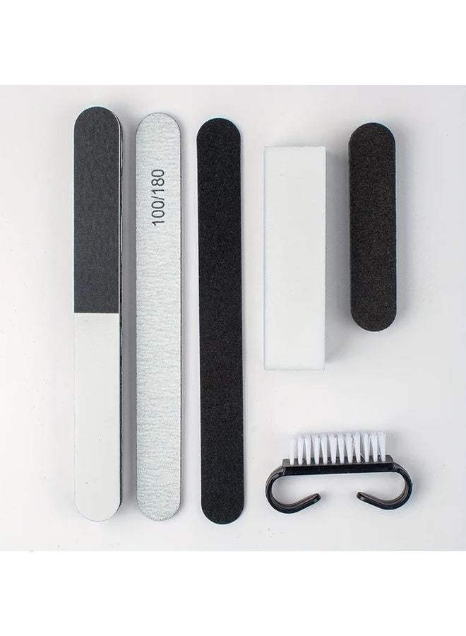 مجموعة مانيكير الأظافر السوداء مع كتل تلميع وملفات وفرشة مقاس واحد - Image 3